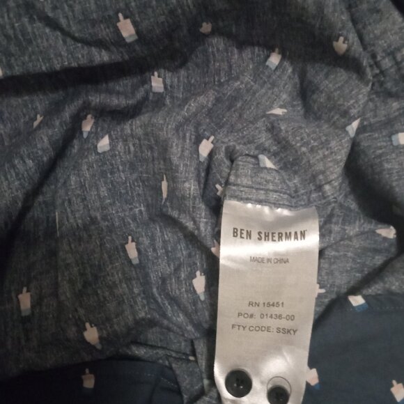 Ben Sherman men's shirt sizeXL blue short sleeves popsicle design work fun boho - Picture 10 of 10